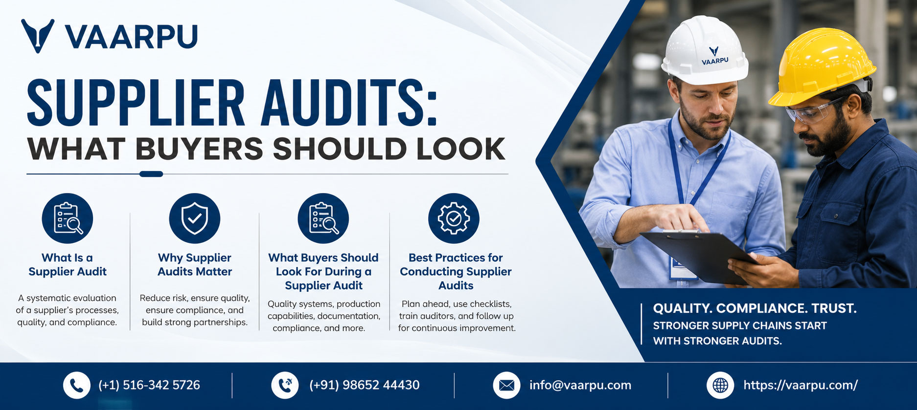 A supplier audit is a systematic assessment of a supplier's operations, processes, and management systems